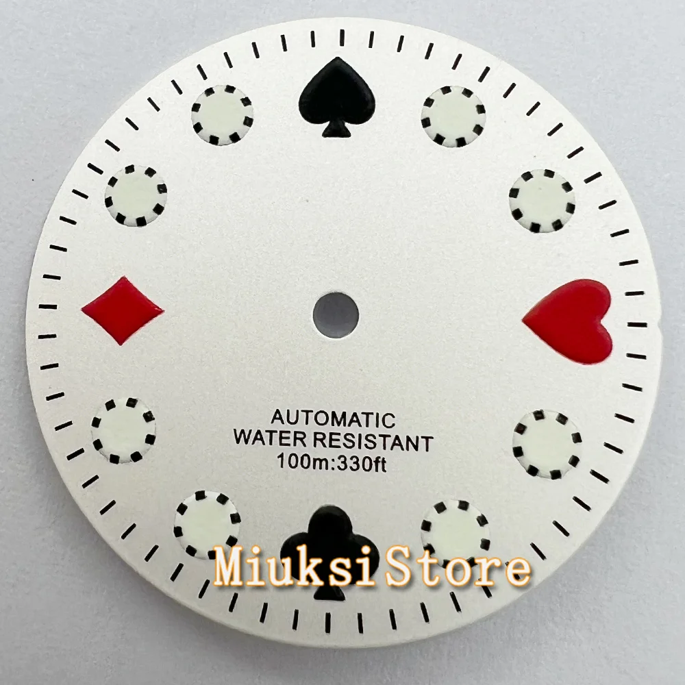 29 мм черный белый зеленый стерильный светящийся циферблат для часов подходит NH35