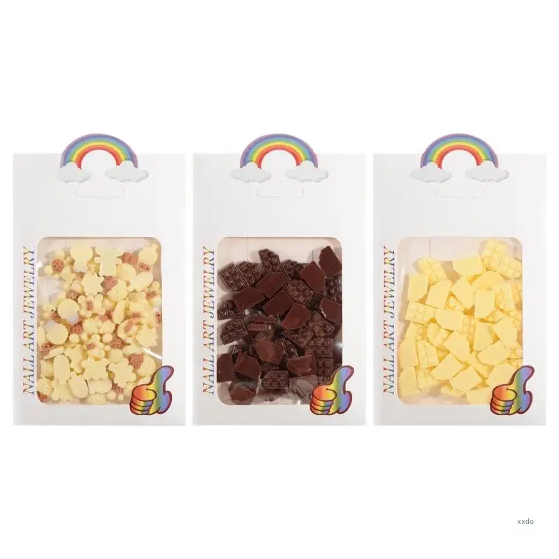 Милые подвески для дизайна ногтей с мороженым шоколадным мишкой украшения из