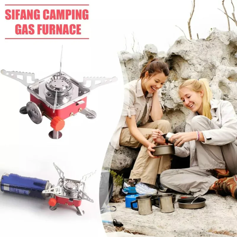 

Stainless Steel Foldable Square Cooking Stove Portable Outdoor Camping Combustor Cooker Cookware Travel Picnic BBQ Gas Furnace