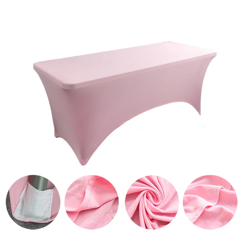 

High-grade pure color polyester square table cloth stretch table set_Ling94