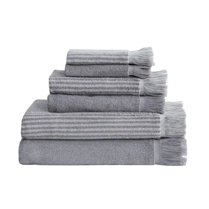

Piece Lancaster Solid Stripe Cotton Bath Towel Collection, Gray тюрбан для сушки волос Beach towels Shower wr