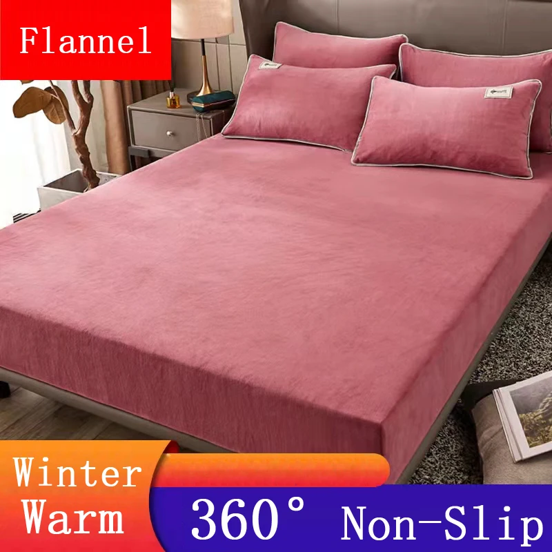 Фланелевая зимняя теплая однотонная натяжная простыня на резинке защитный чехол