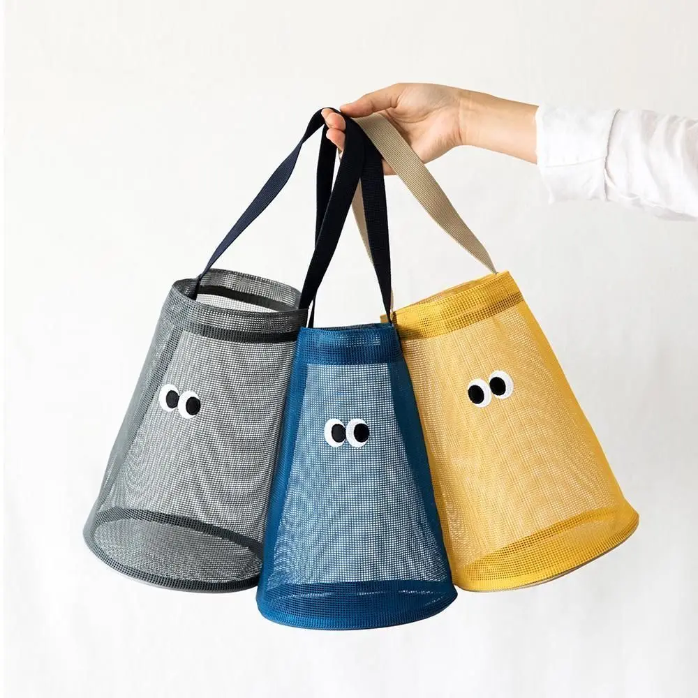 

2022 net new sand bucket with the bag lovely eyes seaside beach fashion mesh hollow out drop packets