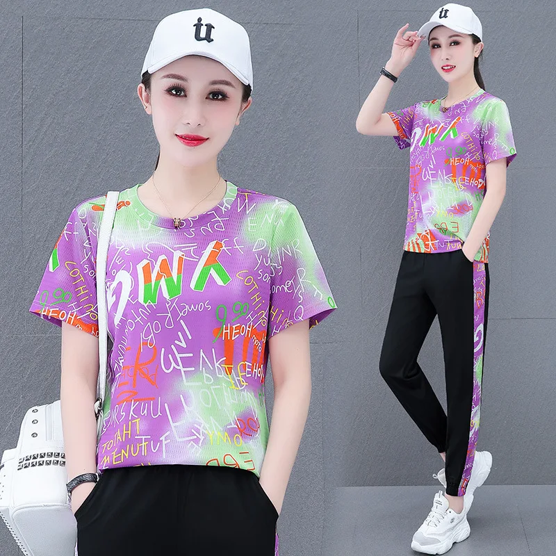 Женский летний комплект из двух предметов DHfinery футболка с коротким рукавом и