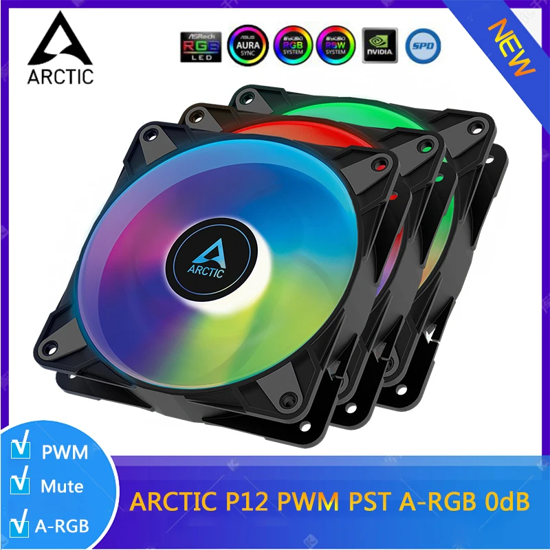 Полупассивный охлаждающий вентилятор ARCTIC P12 для ПК 120 мм 5 В 3 контакта 2000 об/мин -