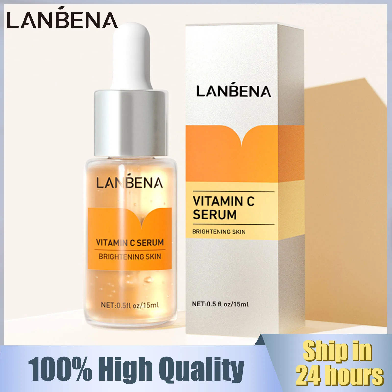 

LANBENA Vitamin C Face Serum Whitening Hyaluronic Acid VC Facial Cream Moisturize Freckle Speckle Fade Remover Essence SkinCare