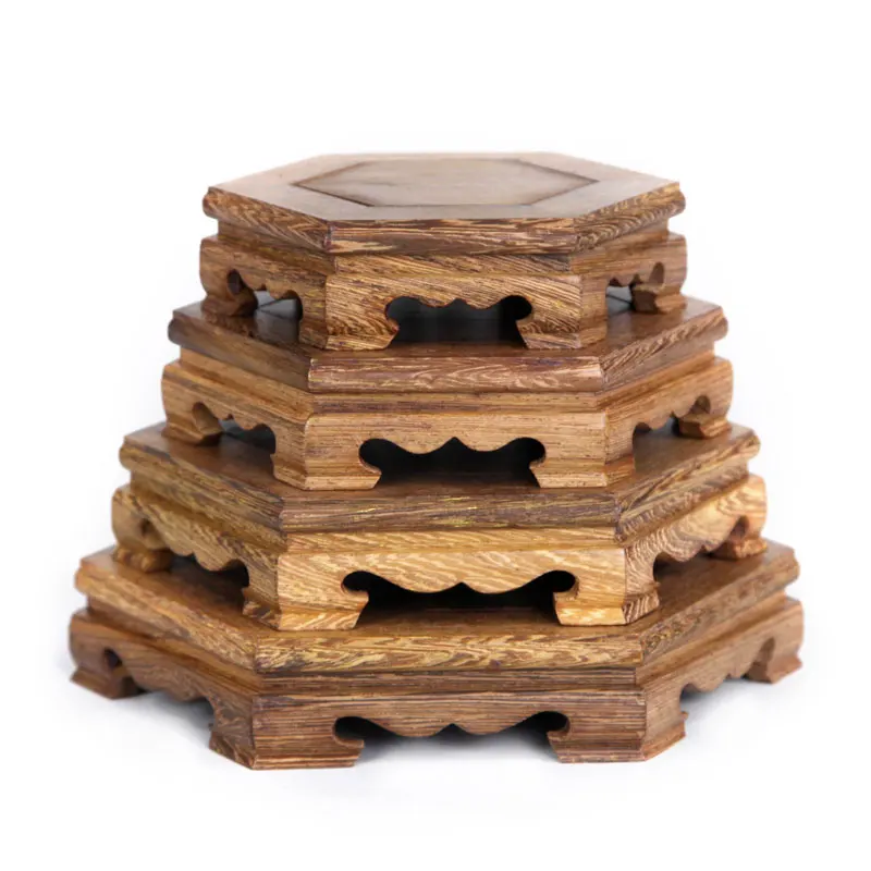 

Wood Carving Base Vase Teapot Flower Vases Crafts Decoration Jade Stone Wooden Base