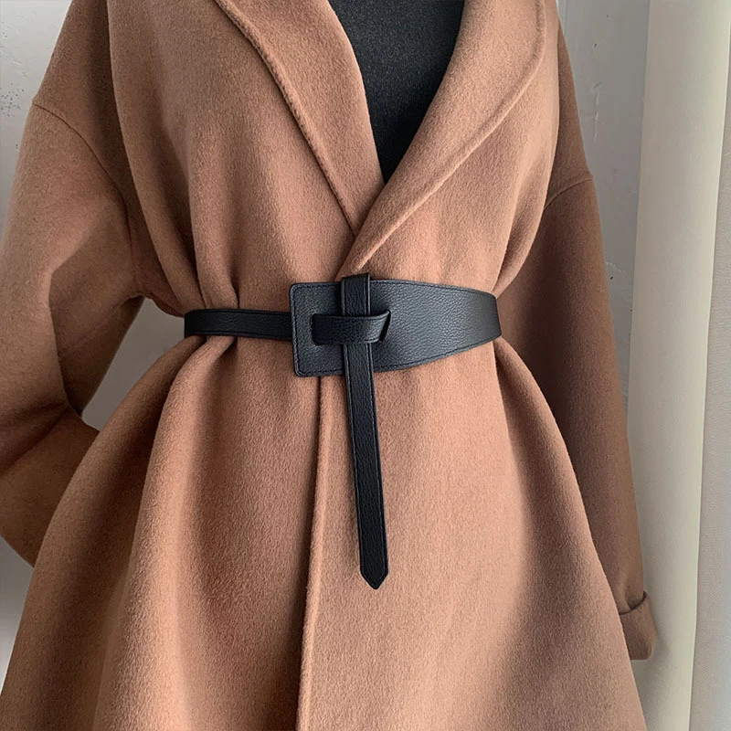 

Fashion Women Belt Wide Faux Leather Corset Belt Waistband Female Thin Knotted Waistband Skirt Coat Clothing Dress Accessories
