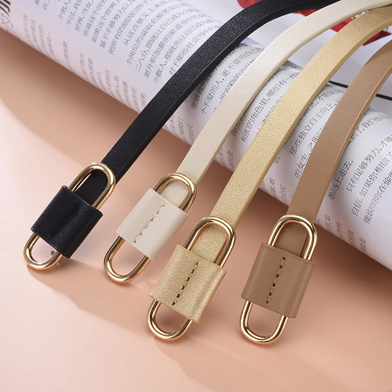 

Women Summer Skirt Belt Fashion Soft Pu Leather Knotted Belt Adjustable Metal Buckle Dress Jeans Decorative Thin Waistbelt