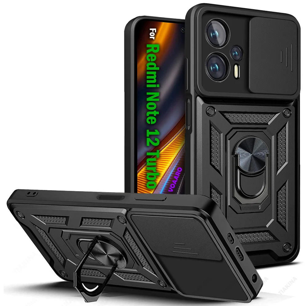 

Slide Lens Stand Armor Funda for Xiaomi Redmi Note 12 Turbo Pro A1 A2 Plus Case for POCO F5 M4 X4 X5 Pro F3 F4 GT 5G M5 4G Case