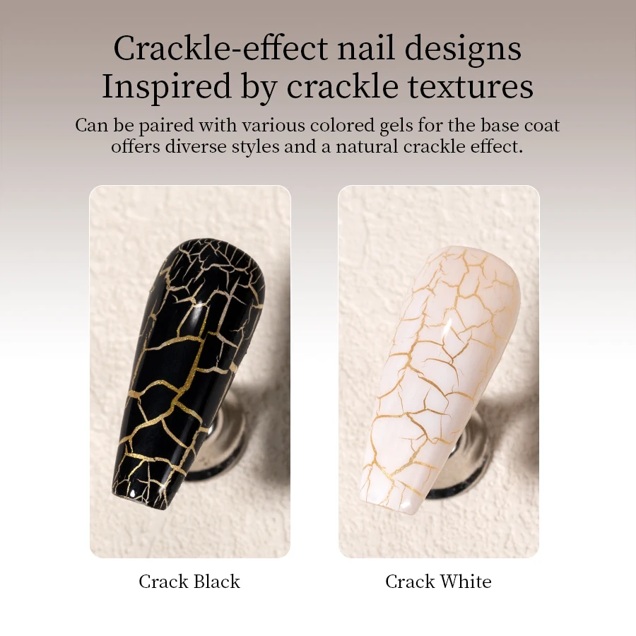 Фото Гель-лак Crackle: Волшебный черно-белый, уникальный, с эффектом кракле, естественное воздушное высыхание, для салонов и домашнего использования №4