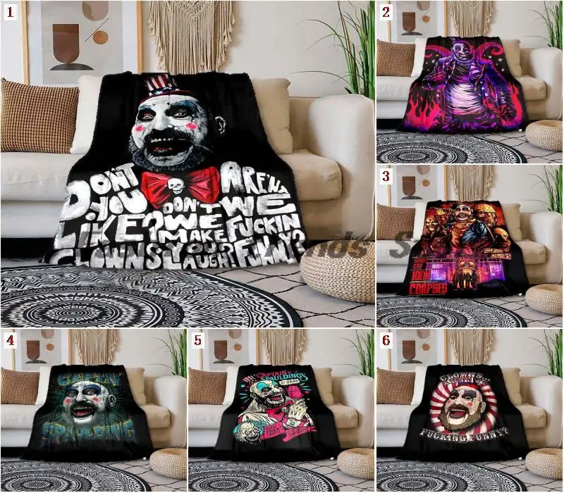 

3D Printed Captain Spaulding Horror Blanket Bedspread Flannel Home Blanket Plush Soft Comfortable Home Decor Blanket