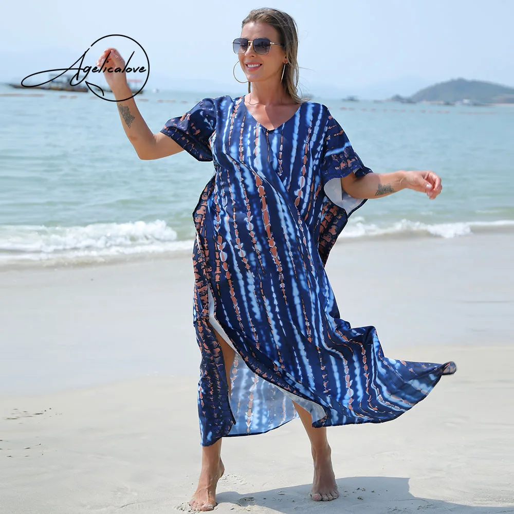 

Бикини AGELICALOVE, накидка на купальник с принтом, богемная пляжная искусственная кожа, купальные костюмы с поясом