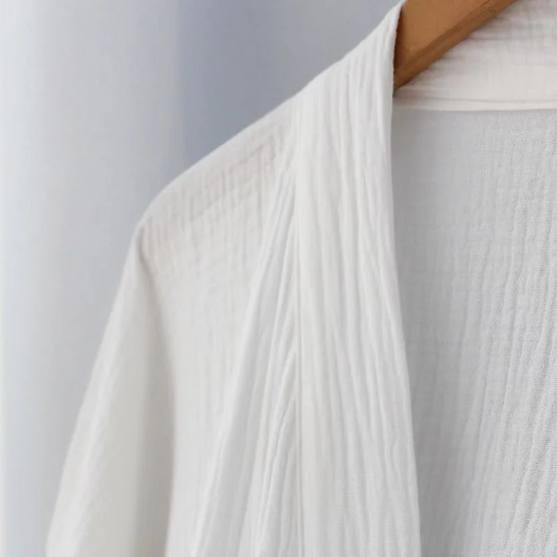 Домашняя свободная пижама в китайском стиле из чистого хлопка белая удобная