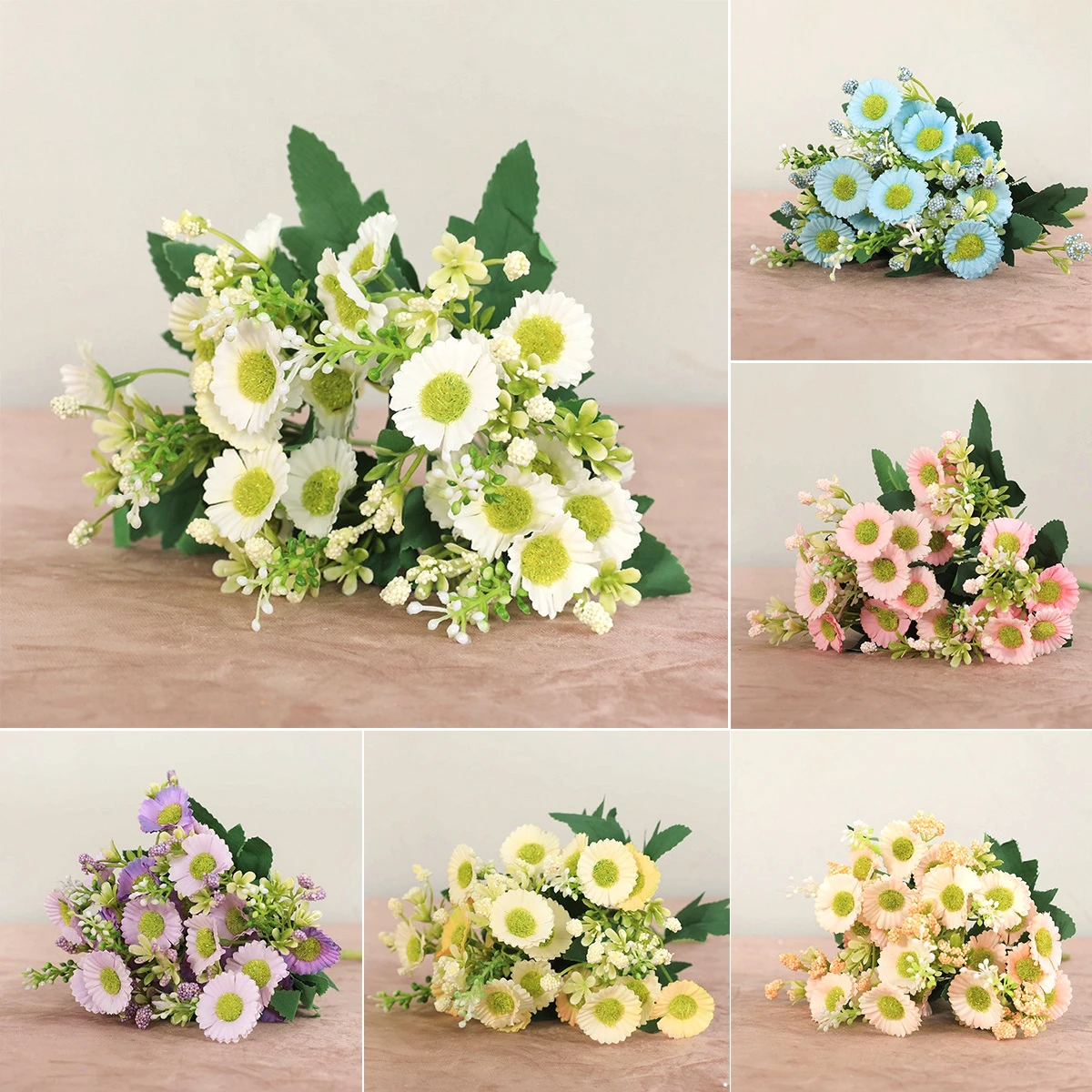 

Artificial Flowers Plants 30cm Sun Flower Colorful Small Daisy Silk Home Garden Decoration Chrysanthemum Wedding DIY Party