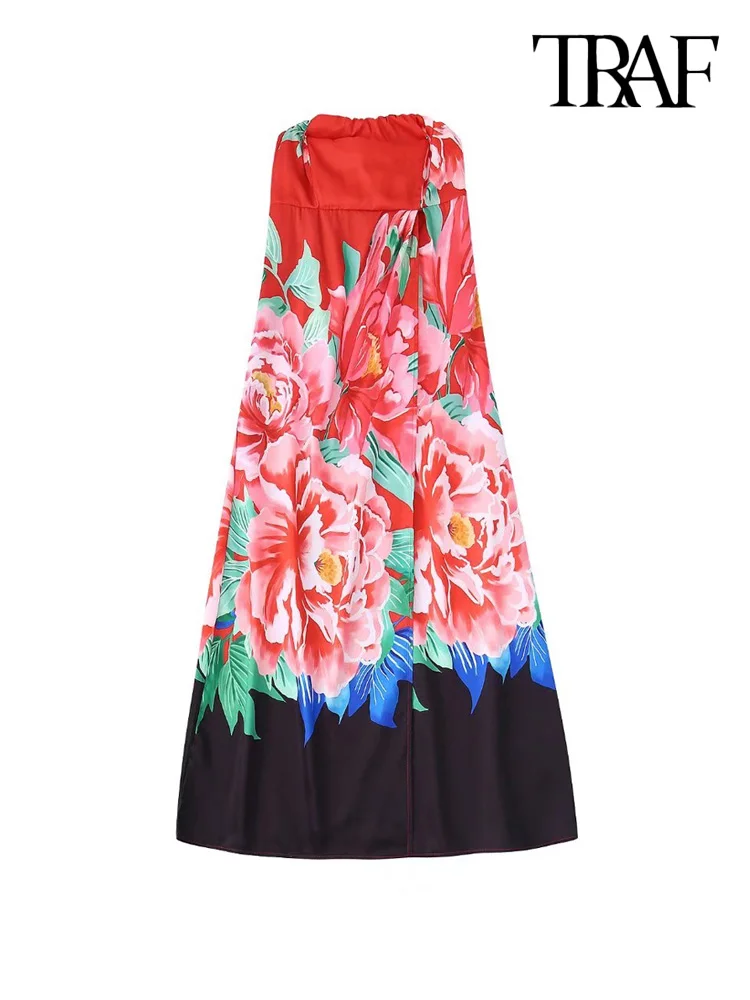 

Платье-миди с цветочным принтом, разрезом спереди и молнией сбоку