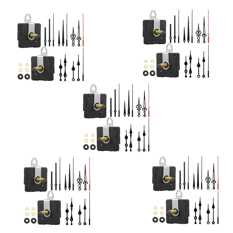 

Новинка-5 комплектов 32 мм длинный вал DIY кварцевые часы механизм с 5 различными парами стрелок настенные часы запчасти