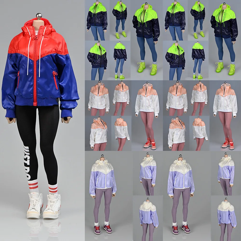 

1/6 Female Soldier Sports Jacket Long-Sleeve Paneled Coat Yoga Tight Pants For 12Inch Action Figure Body Toy Doll