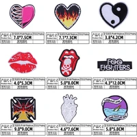 hippie rock lips embroidered patches for clothing thermoadhesive patches metal music badges sewing applique for punk clothes