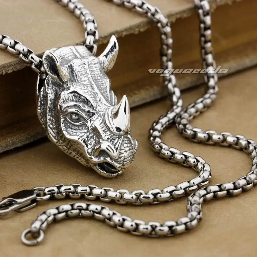 Подвеска в виде головы носорога из стерлингового серебра 925 пробы подвески