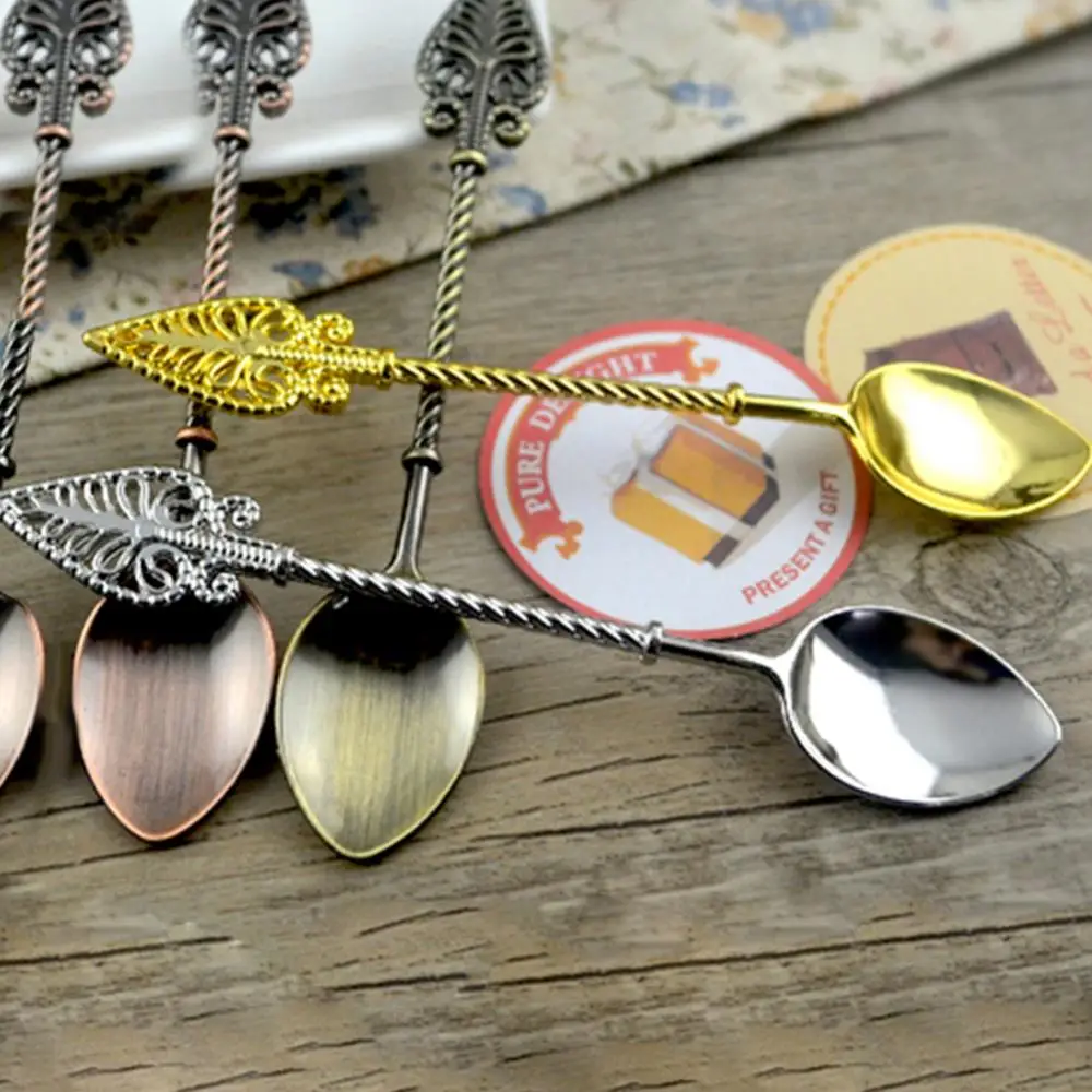 

Столовые приборы Teaspoons, ложка, столовая посуда, винтажный металлический персонал, ручка в форме палочки, десерт из мороженого, аксессуары дл...