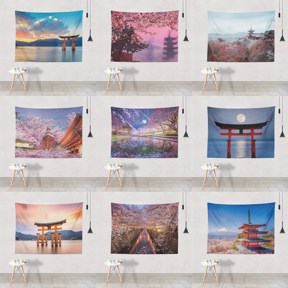 

Beautiful Red Big Tree Printed Wall Tapestry Cherry Blossoms Hippie Wall Hanging Bohemian Wall Tapestries Mandala Wall Art Decor