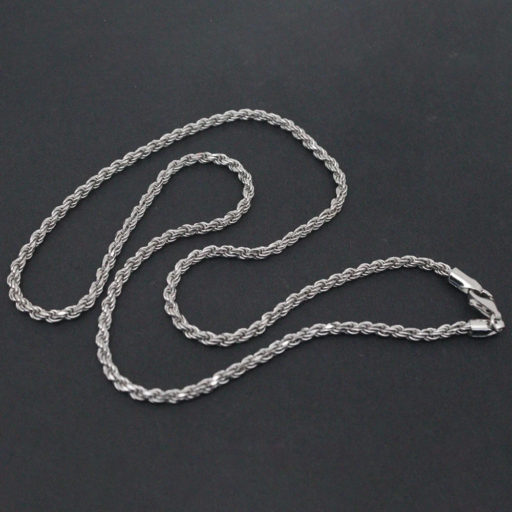 Лидер продаж стерлинговое серебро S925 3 мм веревочная цепочка женское ожерелье с