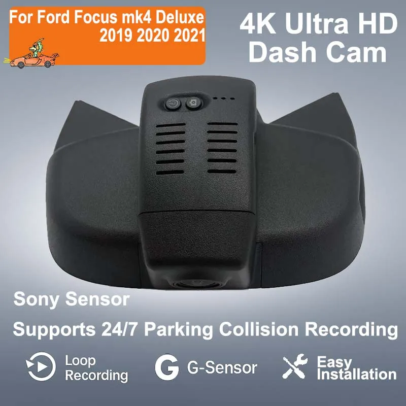Фото 4K Plug And Play Простая установка Wi-Fi Автомобильный видеорегистратор для Ford Focus mk4 Deluxe 2019 2020 2021 с управлением через приложение для мобильного телефона №1