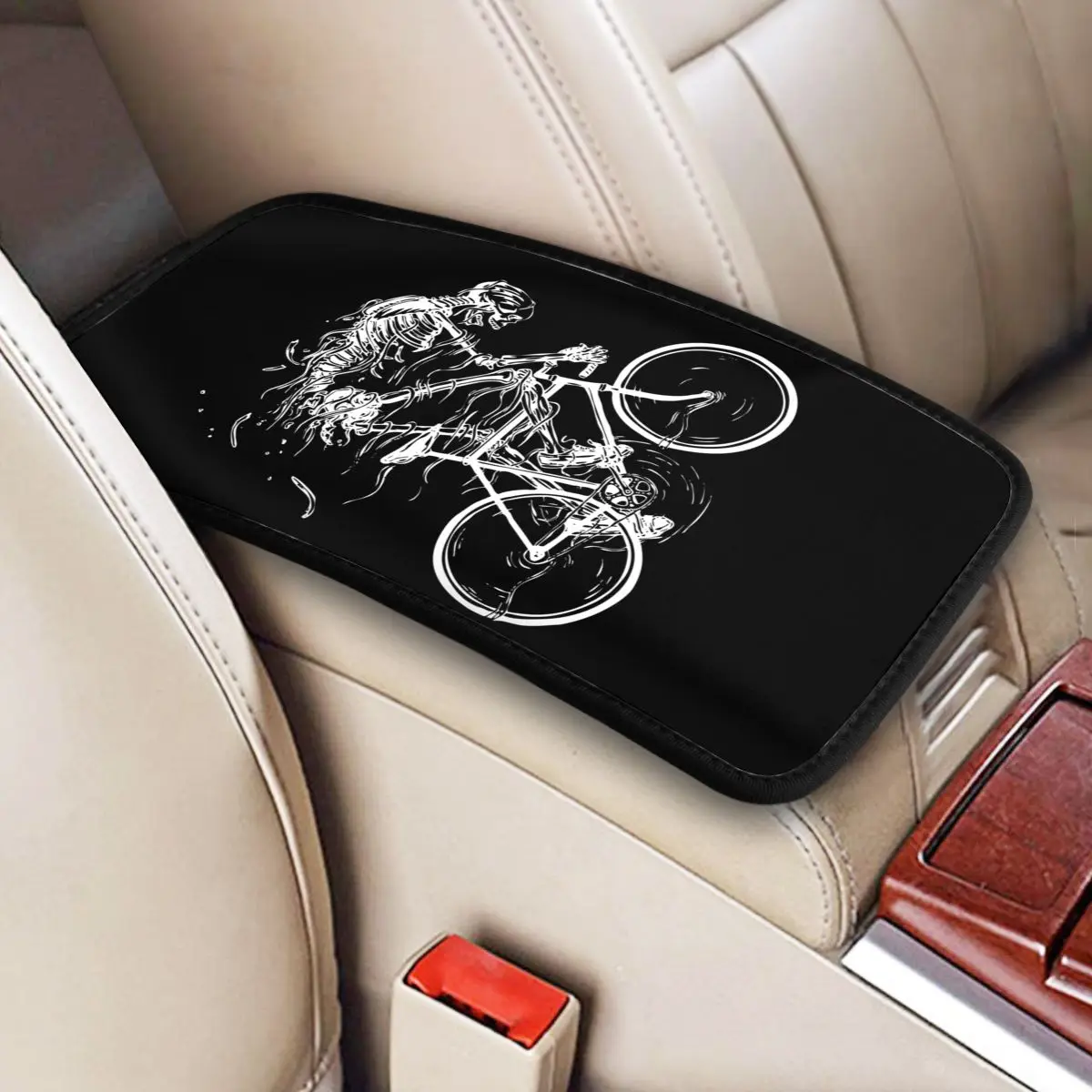 

Skeleton Skull Cycle Car Armrest Cover Mat Universal Leather Center Console Cover Pad Non-slip Auto Styling Interior Accessories