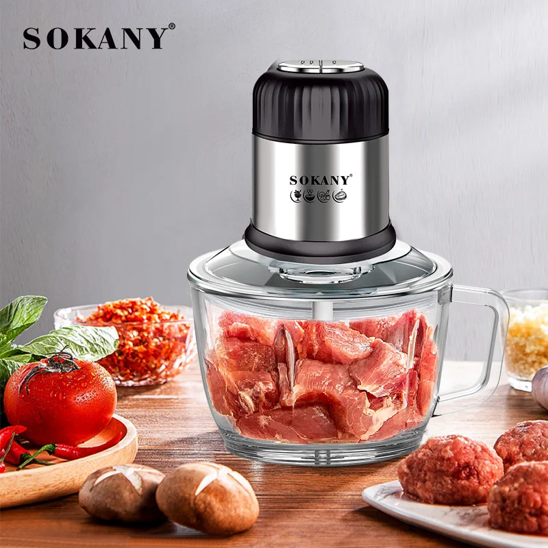 2L Household Small Electric Meat Grinder Electric Chopper Meat Slicer Machine Multifunction Meat Grinder Machine Food Processor