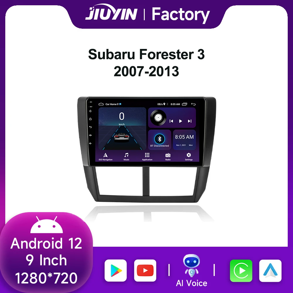 JIUYIN 2 Din 9'' Android 12.0 Car Stereo Radio Voice Control Central Multimedia for Subaru Forester 07-13 ​Player GPS Autoradio