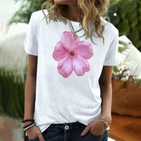 2022 new womens floral print t shirt summer short sleeve o neck loose oversized top casual retro womens t shirt