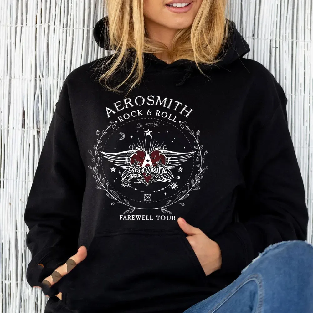 Фото Aerosmith Farewell Tour Осенние толстовки Farewell Tour Hard Rock Спортивный костюм Повседневная свободная рубашка в стиле ретро Фэнтезийная одежда Y2K Топ унисекс №1