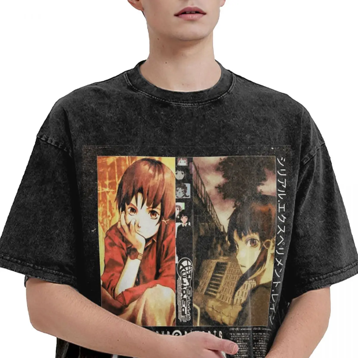 Футболка Serial Experiments Lain потертые футболки большого размера с короткими рукавами