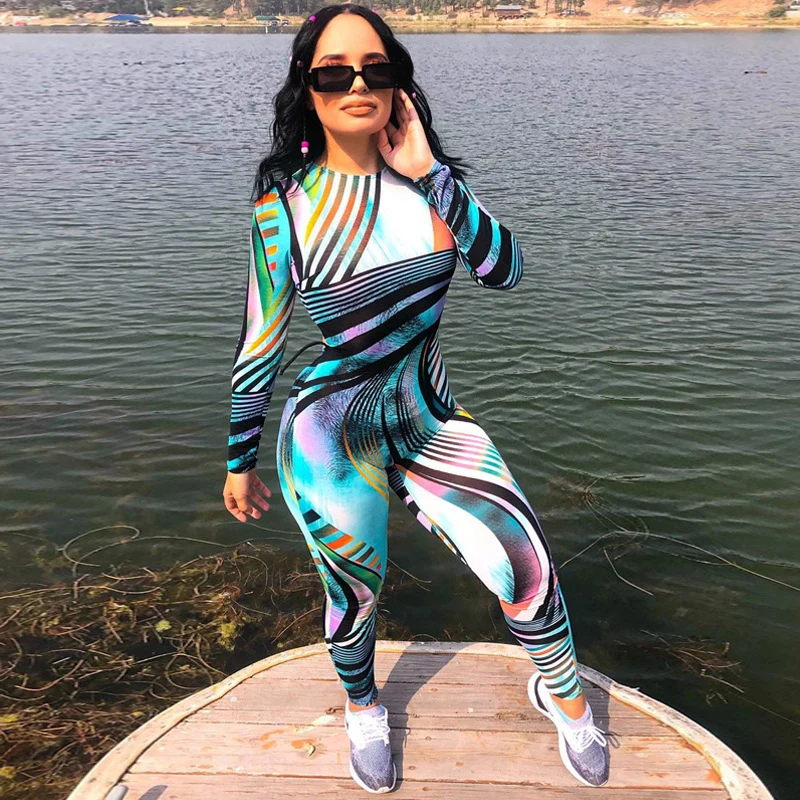 

Beach Dress Women Summer 2022 Bathing Suit Cover Up Sexy Tong New Bind Hollow Out Long Sleeve Carry Buttock Shape JumpSuit Print
