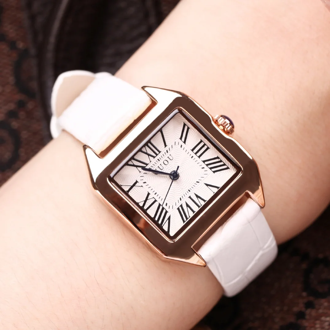 2018 New Top Guou Brand Women Watches Fashion Square Watch Luxury Brand Leather Clock Relogio Feminino Reloj Mujer Saat enlarge
