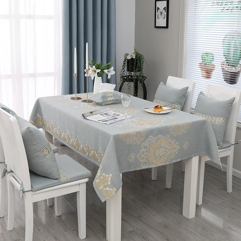 

European Simple Cotton Linen Blending Table Cloth Rectangular Tablecloth for Room Wedding Party Decor Embroidery 1pc Table Cover
