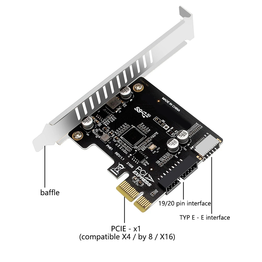 Pci экспресс-карта Pcie на USB3 Type-E фронтальная Расширительная плата типа C 19P