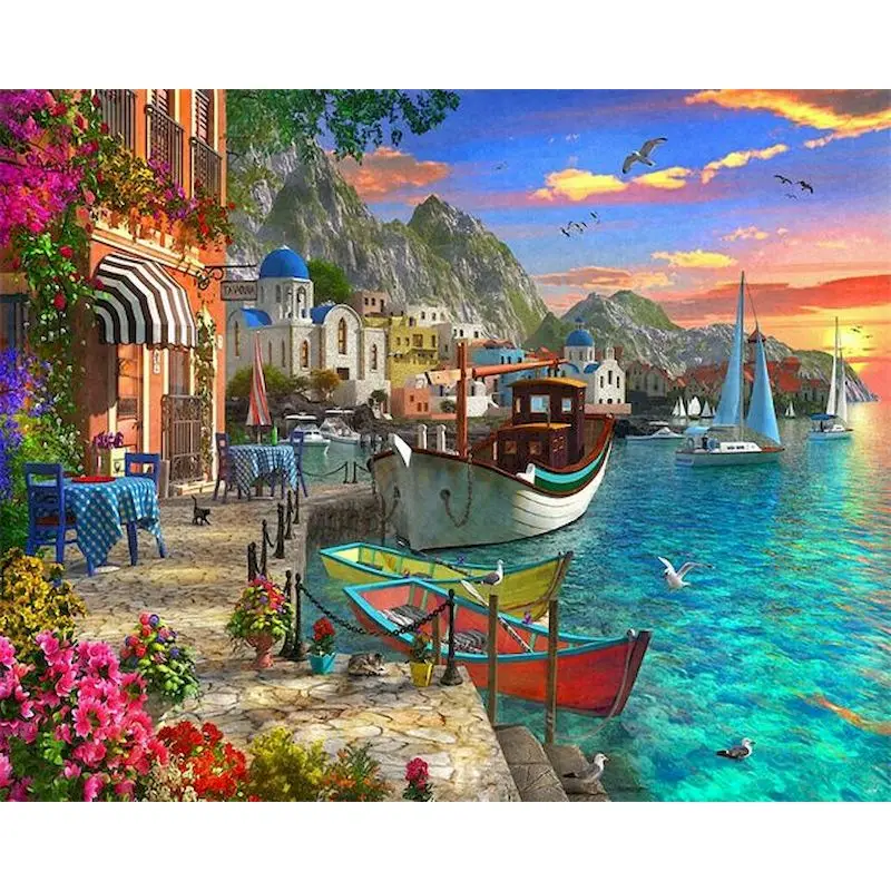 

GATYZTORY Diy Paint By Numbers For Adults Landscape HandPainted Picture Drawing On Canvas Artwork Coloring Oil Painting Home Dec