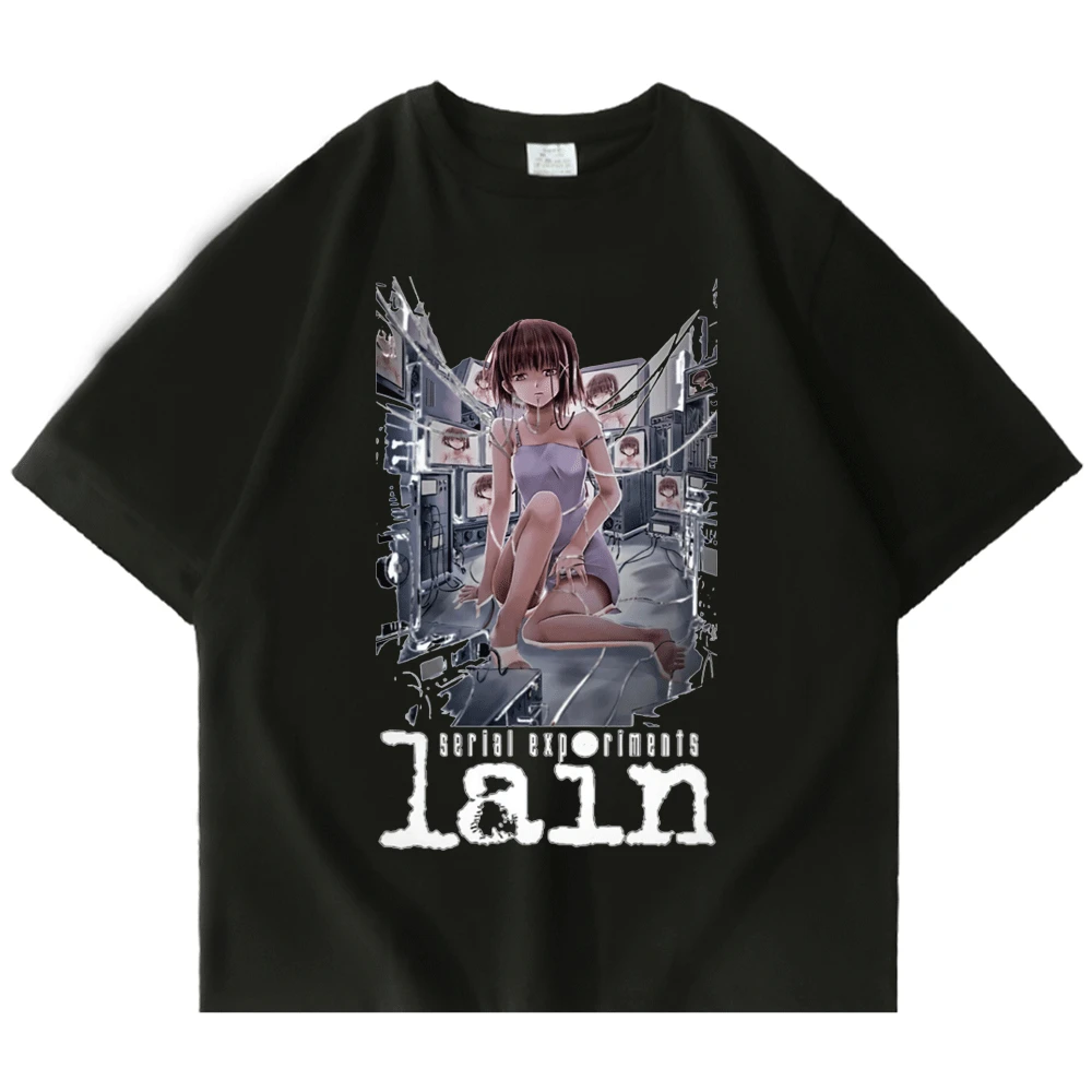 

Новинка 2022, футболка с принтом Lain для серийных экспериментов с аниме, футболка с графическим принтом и коротким рукавом, футболка унисекс Iwakura манга для девушек, научная фантастика Y2k