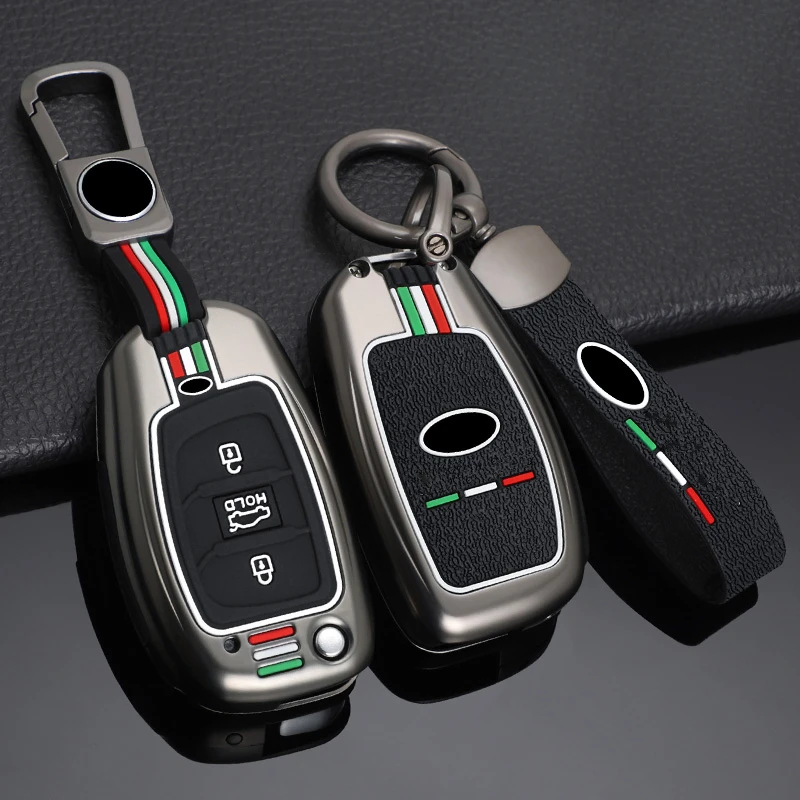 

New Zinc Alloy+Silica Gel Car Remote Key Bag For Hyundai Tucson Creta Ix25 I10 I20 I30 Verna Mistra Elantra Santa Fe 2015-2018