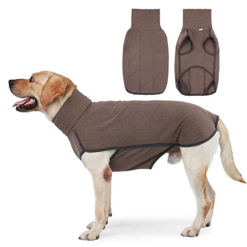 

High Collar Dog Clothes Pet Patchwork Solid Color Pullover Winter Warm Big Dog Coat Pharaoh Hound Great Dane Sweatershiets Suit