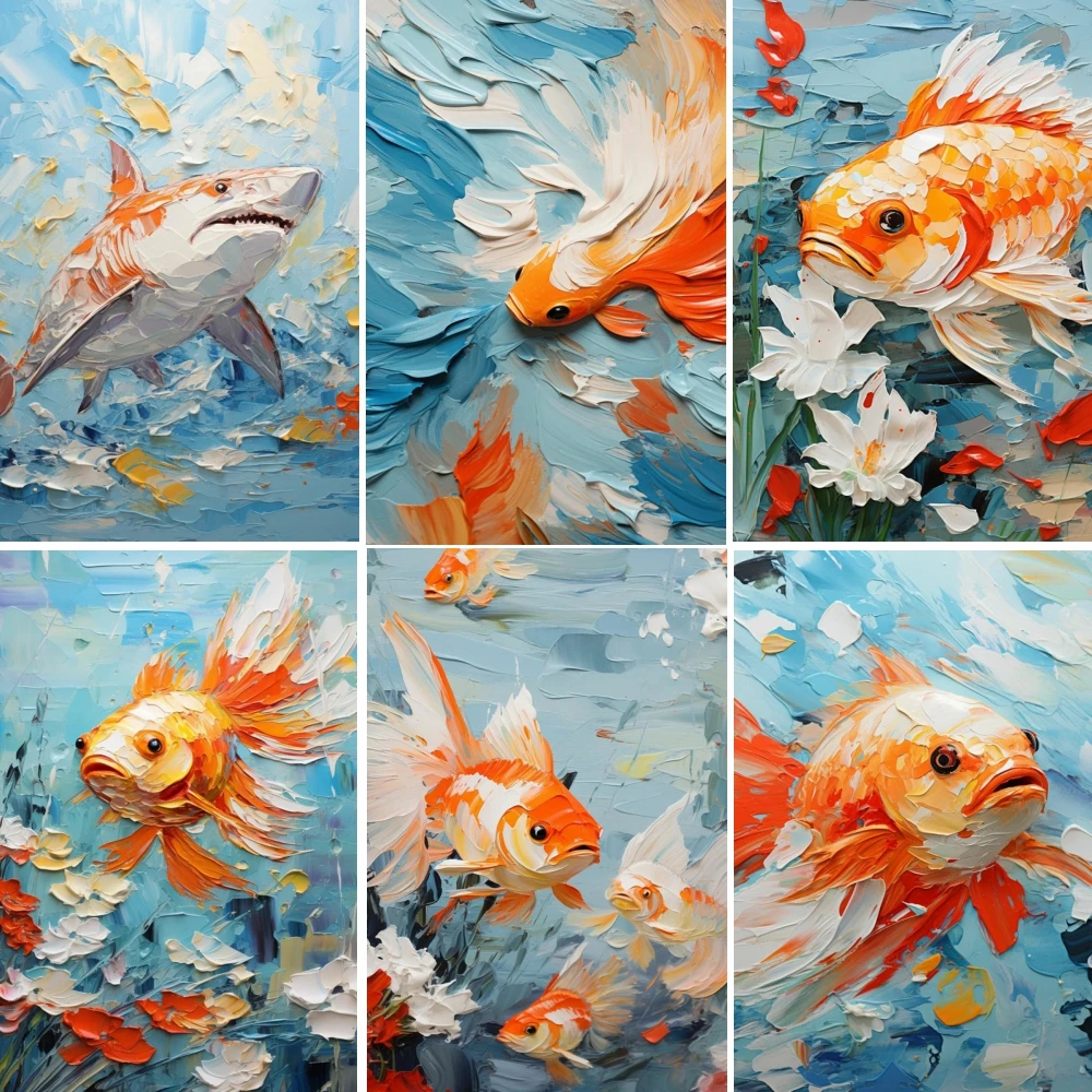 Акриловая алмазная живопись Океан Акула Золотая рыбка Набор для Mazo Art Ручная