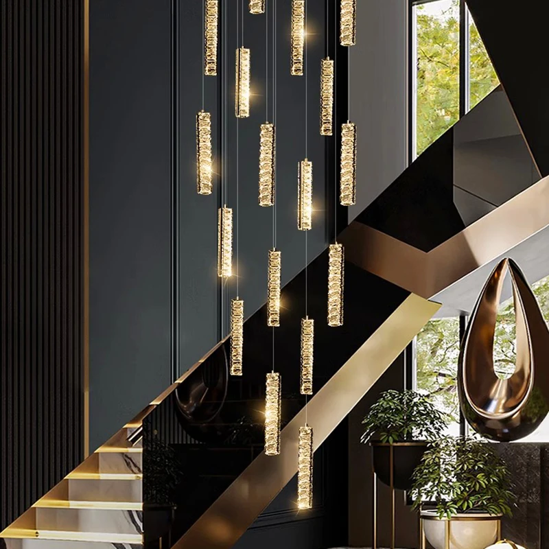 

Art Led Chandelier Pendant Lamp Light Room Decor Nordic Home Dining Indoor Crystal Hanging for Living Loft lustre moderne luxe