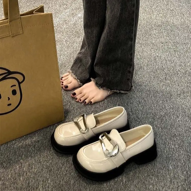 Spring and Summer Versatile British Style Elevated Thick Sole Mary Jane Small Leather Shoes Women's Small JK Shoes Leather Shoes