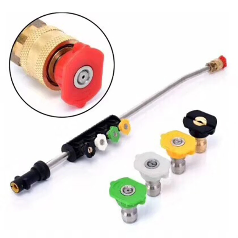 

Nozzles Spray Tips 1/4" 38cm Bent Bar 4000 Psi with 5Pcs Colorful Nozzles High Pressure Water Washer Pressure Washer