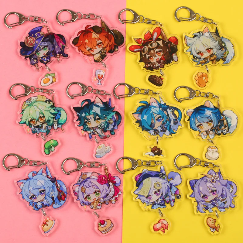 

Anime Genshin Impact Key Chain Women Albedo Razor Aether Beidou Keychain Man Acrylic Pendant Ornament Bag Accesorios Kawaii Gift