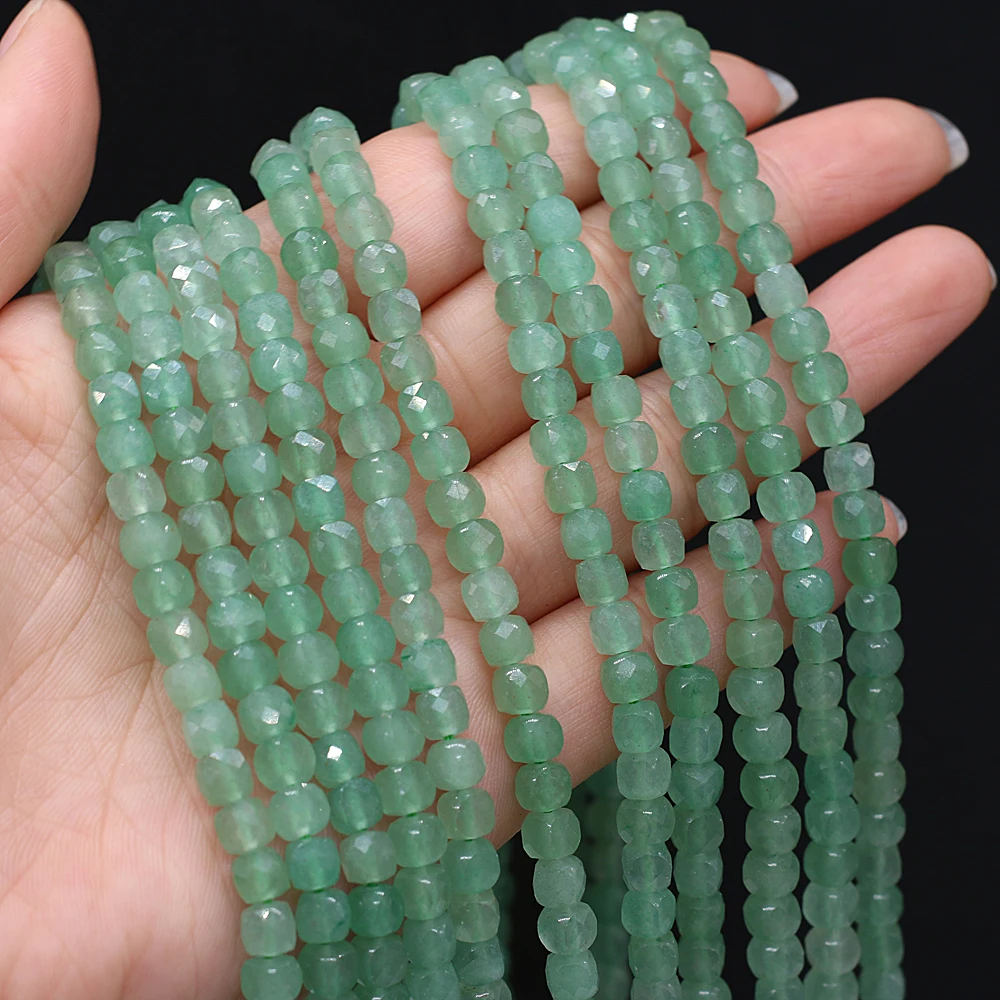 Купи 5mm Natural Green Aventurine Beads Green Faceted Loose Spacer Square Beads For Jewelry Making DIY Bracelet Strands за 424 рублей в магазине AliExpress