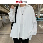 Рубашка LAPPSTER Мужская однотонная, винтажная одежда, на пуговицах, белая блузка в стиле Харадзюку, корейская мода, 2022