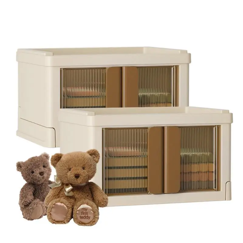 

Stackable Storage Bins With Double Doors Stackable Bins Desktop Storage Storage Containers Collapsible Toy Organizer Box